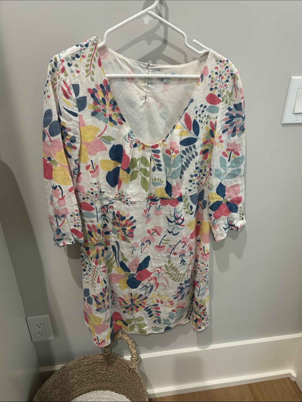 Boden Multicolor Floral Scoop-Neck Dress
